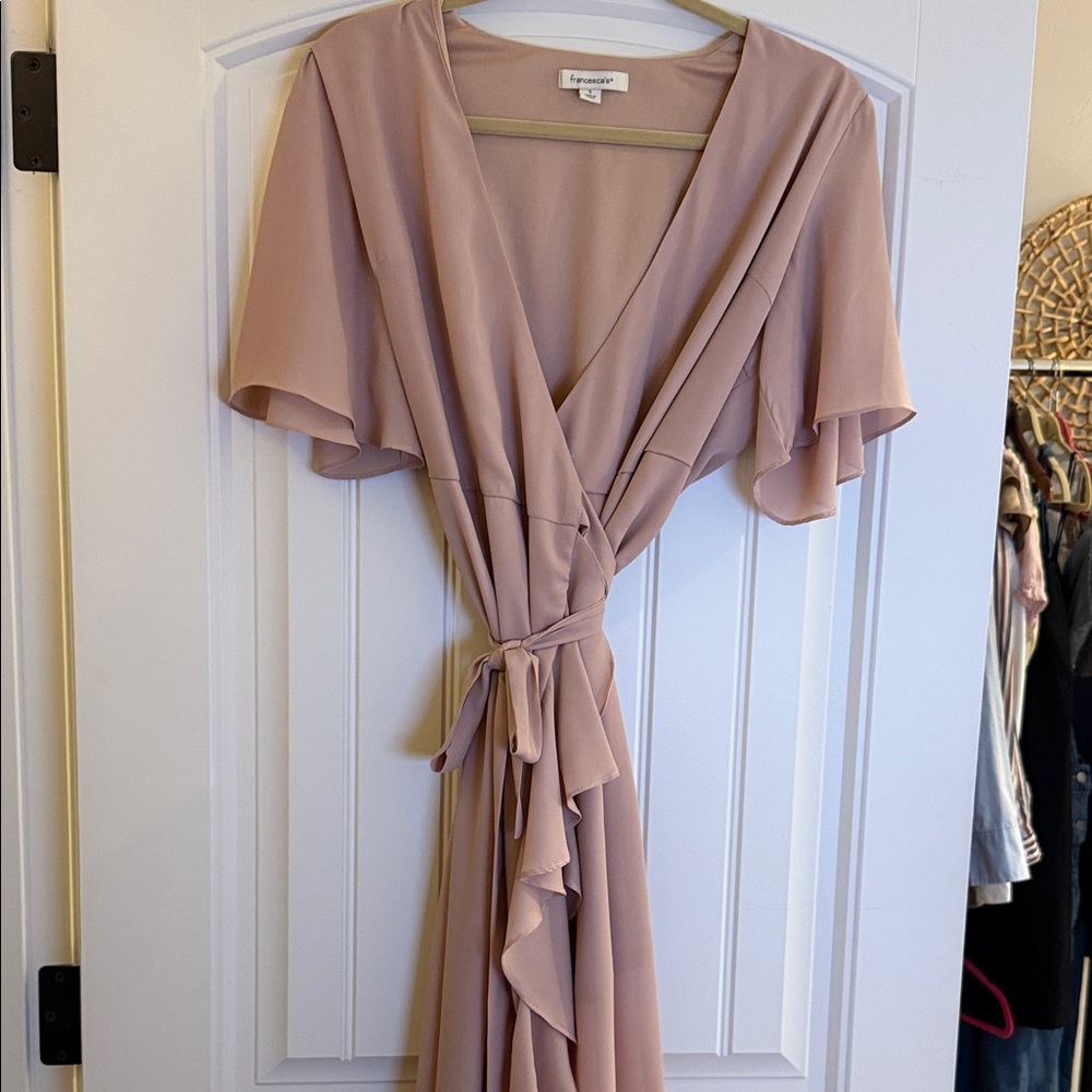 FRANCESCAS Blush Pink MIDI WRAP Dress